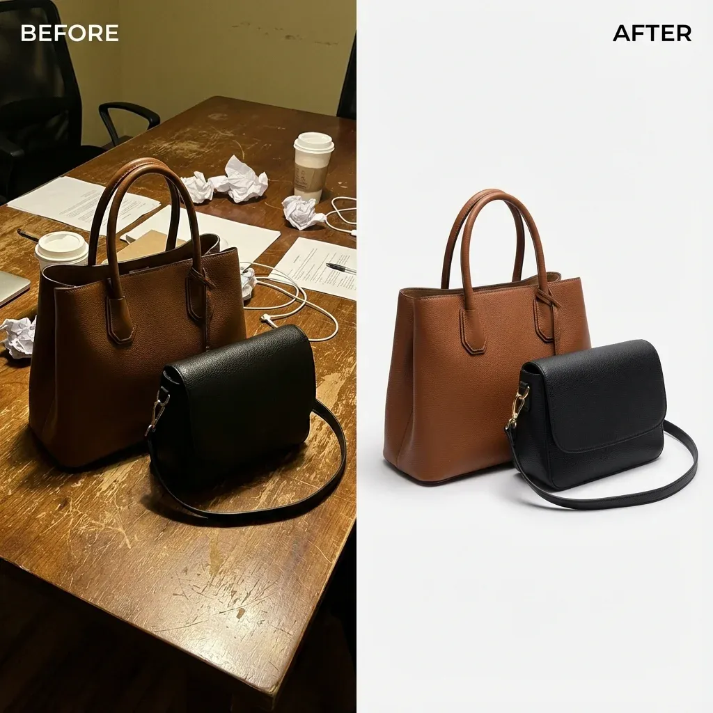 Phone photo transformed into ecommerce-ready fashion image